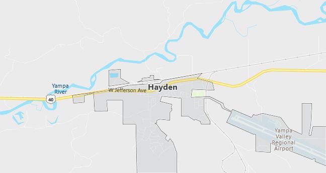 Map of Hayden, CO