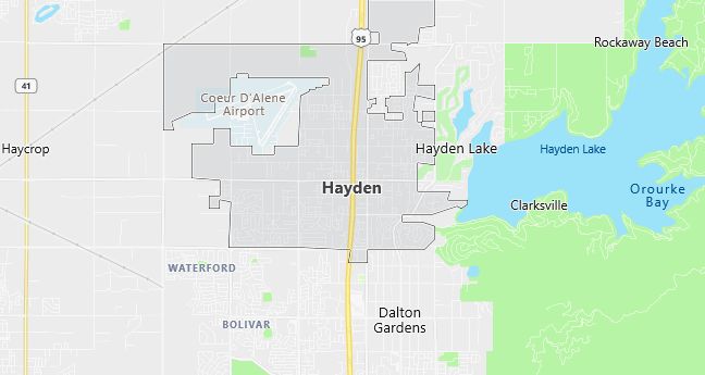 Map of Hayden, ID