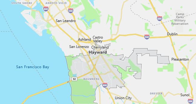 Map of Hayward, CA