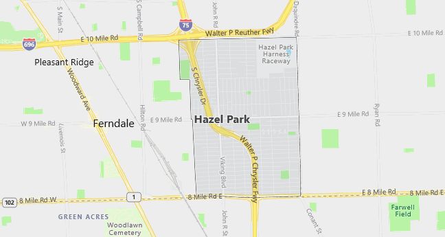 Map of Hazel Park, MI