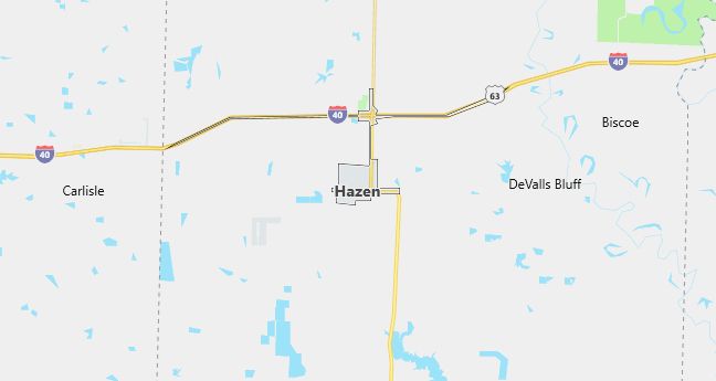 Map of Hazen, AR