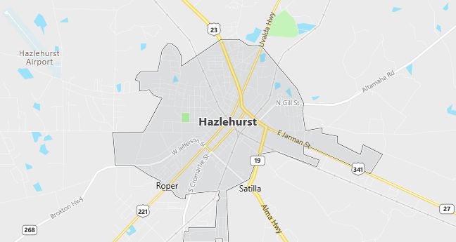 Map of Hazlehurst, GA