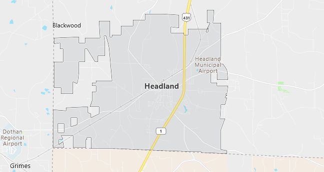 Map of Headland, AL