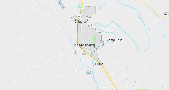 Map of Healdsburg, CA