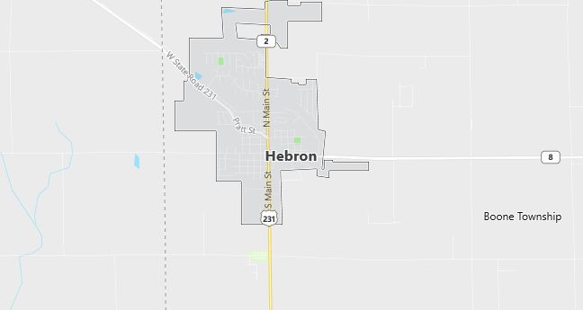 Map of Hebron, IN