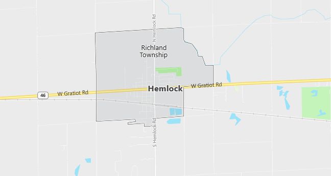 Map of Hemlock, MI