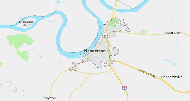 Map of Henderson, KY