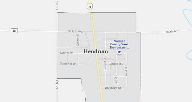 Map of Hendrum, MN