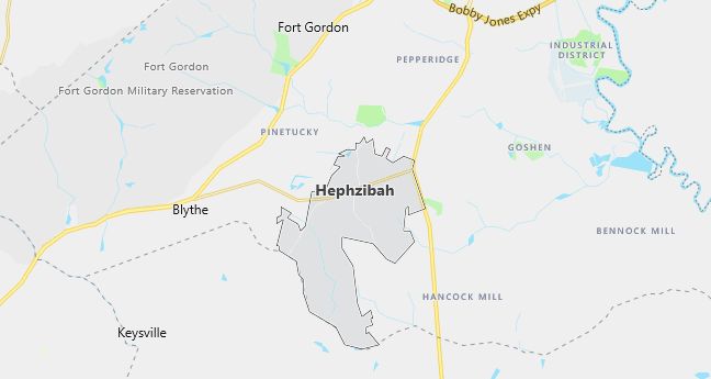 Map of Hephzibah, GA