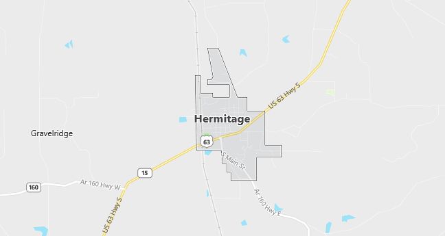 Map of Hermitage, AR