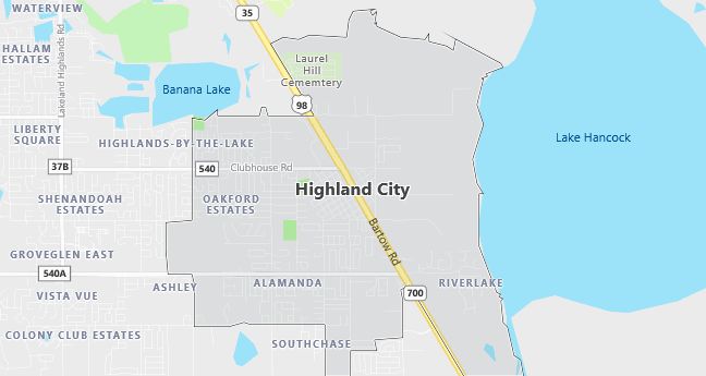 Map of Highland City, FL