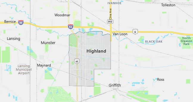 Map of Highland, IN