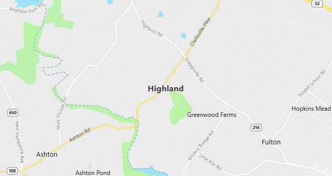 Map of Highland, MD