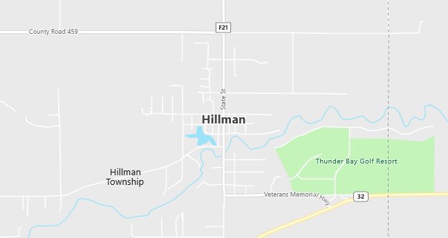 Map of Hillman, MI