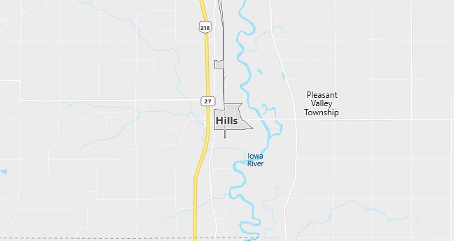 Map of Hills, IA