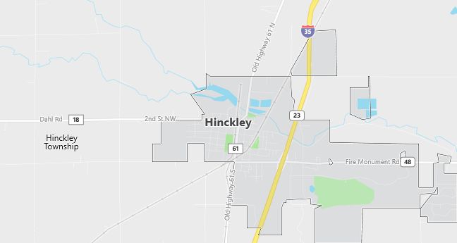 Map of Hinckley, MN