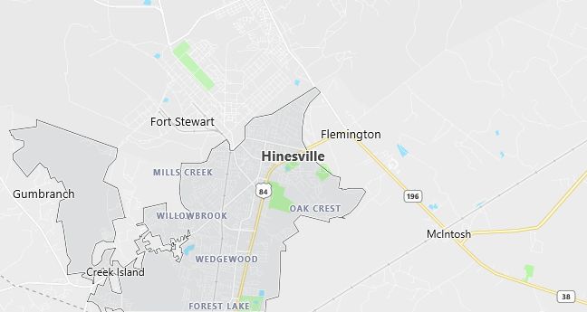 Map of Hinesville, GA