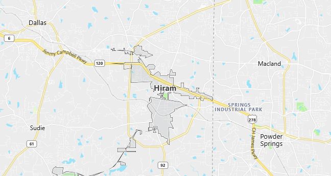 Map of Hiram, GA