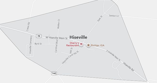 Map of Hiseville, KY