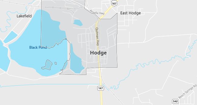 Map of Hodge, LA