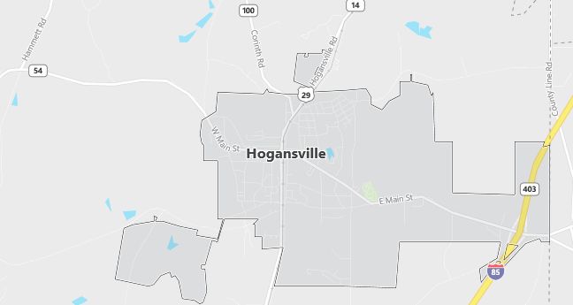 Map of Hogansville, GA