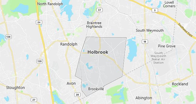 Map of Holbrook, MA