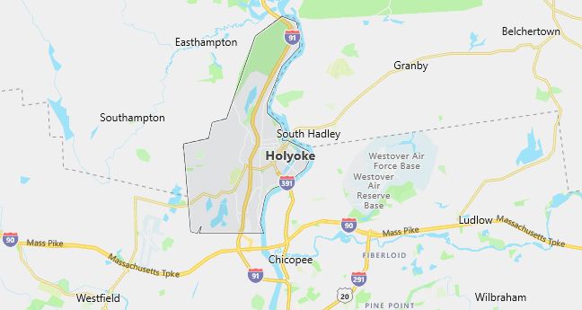 Map of Holyoke, MA