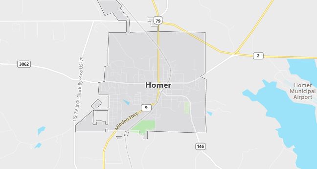 Map of Homer, LA