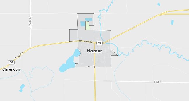 Map of Homer, MI