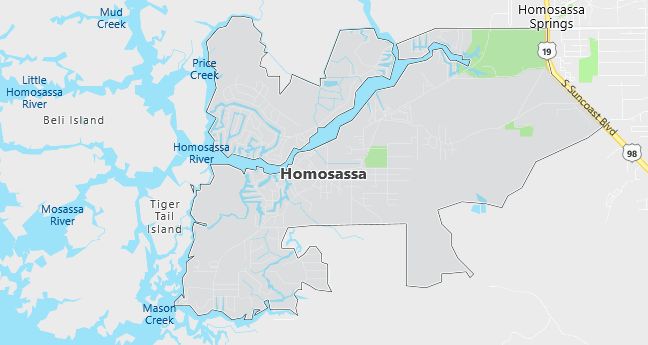 Map of Homosassa, FL