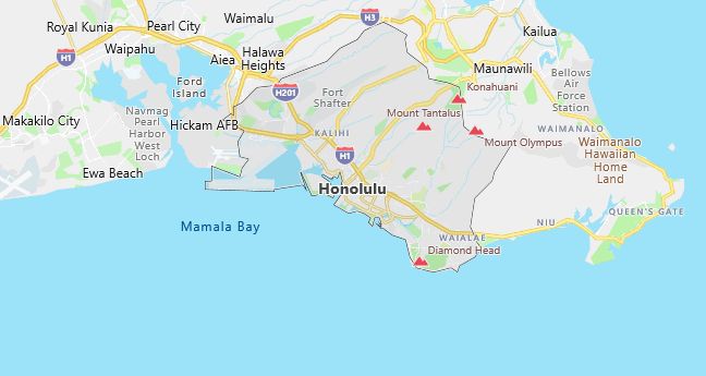 Map of Honolulu, HI