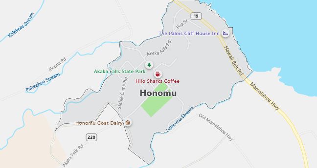 Map of Honomu, HI