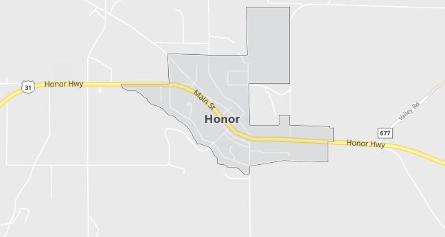 Map of Honor, MI