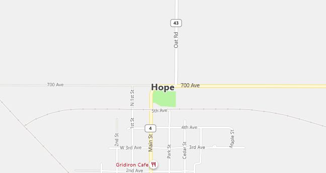 Map of Hope, KS