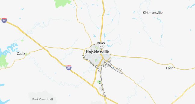 Map of Hopkinsville, KY