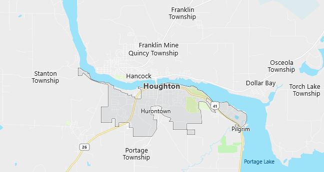 Map of Houghton, MI