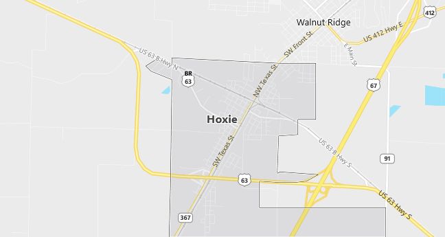 Map of Hoxie, AR