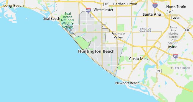 Map of Huntington Beach, CA