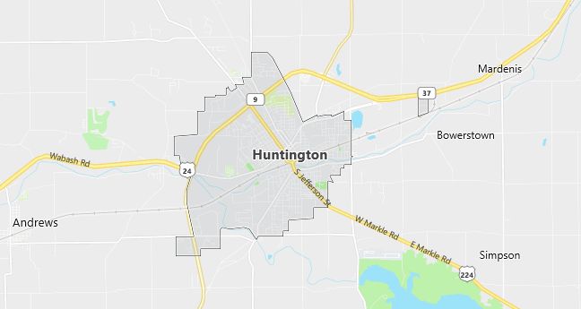 Map of Huntington, IN