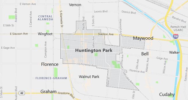 Map of Huntington Park, CA