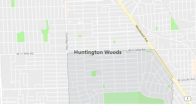 Map of Huntington Woods, MI