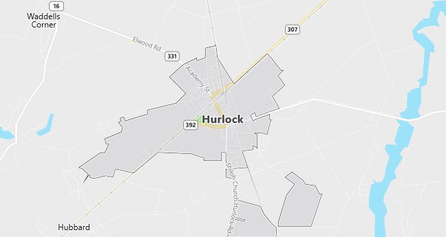 Map of Hurlock, MD