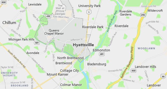 Map of Hyattsville, MD