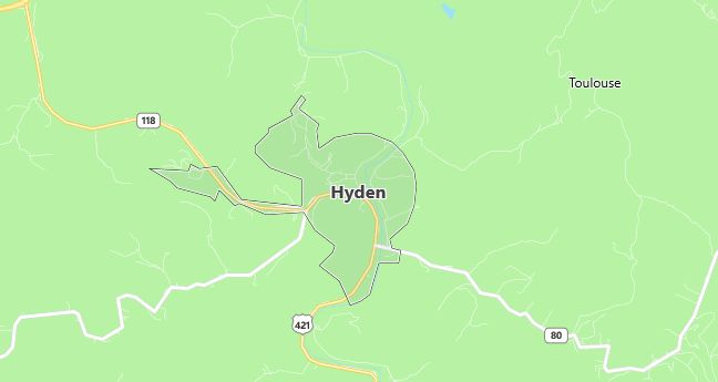 Map of Hyden, KY