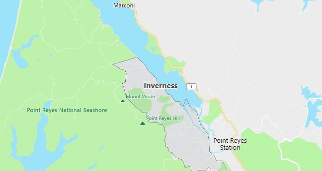 Map of Inverness, CA