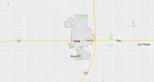 Map of Iola, KS