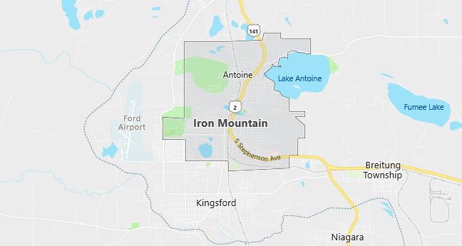 Map of Iron Mountain, MI