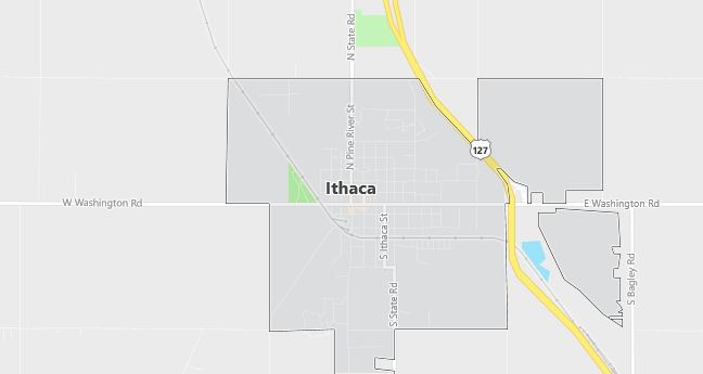 Map of Ithaca, MI