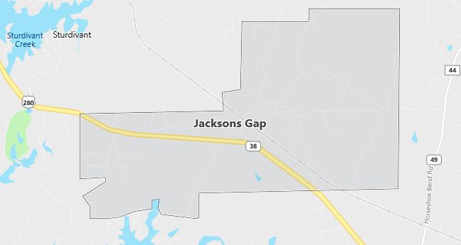 Map of Jacksons Gap, AL