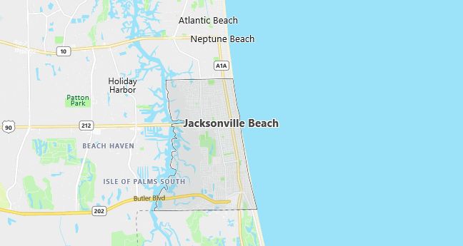 Map of Jacksonville Beach, FL